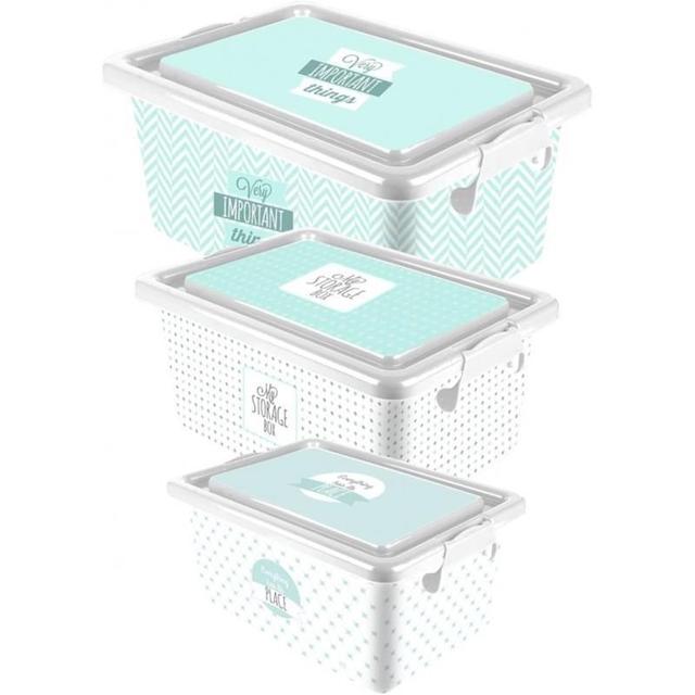 Pack 3 stackable plastic boxes with strong, high-capacity Click lid